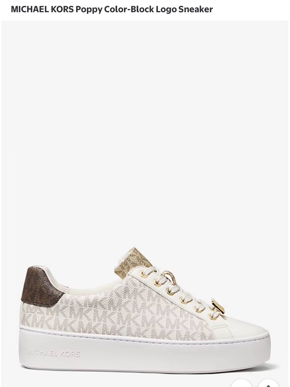Michael Kors White Logo-Print Low-Top Sneaker with Gold Accents